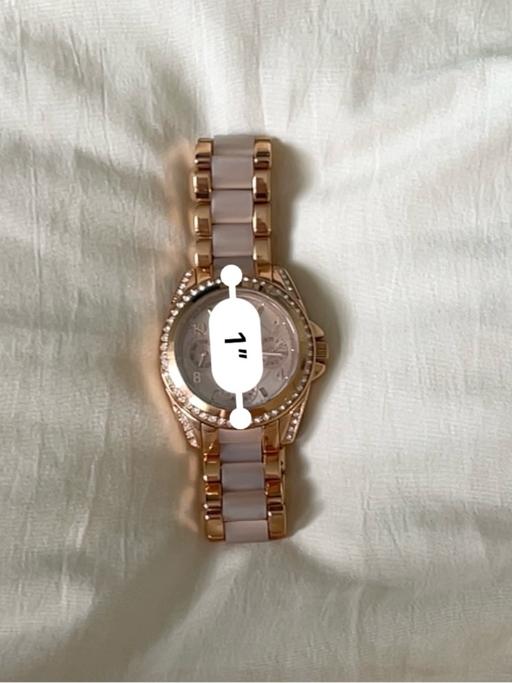 Michael Kors Rose Gold and Cream Ceramic Crystal Watch - not currently operating - Picture 10 of 14